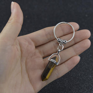 Porte-clés en pierre naturelle hexagonale Chakra, porte-clés en pierre de balle, porte-clés pour sac à main, bijoux de mode, cadeau - Product Image 5