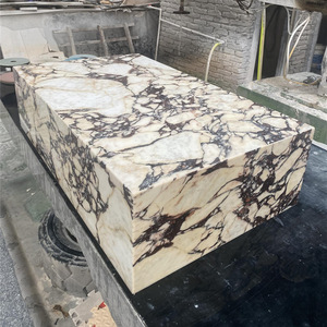 Elegant Seamless Mitered Calacatta Viola Marble Plinth <strong>Table</strong> Italian Luxury Stone <strong>Cube</strong> Coffee <strong>Table</strong> for Villa Hotel - Product Image 3