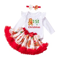 Nouvel ensemble de robe de Noël pour bébé, tenue formelle automne-hiver avec pull à manches longues, barboteuse et jupe tutu pour petites filles