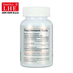 <span class=keywords><strong>Integratore</strong></span> <span class=keywords><strong>di</strong></span> <span class=keywords><strong>Vitamina</strong></span> K2 <span class=keywords><strong>D3</strong></span> in Vendita, Supporto Vitaminico per la Salute, 120 Capsule, Supplemento Vitaminico per Donne e Uomini - Product Image 5