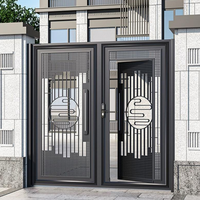 Serrure Intelligente Haut de Gamme Personnalisée à Poignée Grille Ondulée Cloud Wave pour Porte d'Entrée Double Battante de Villa Contemporaine