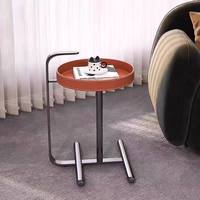 Mesa de Centro de Cuero Estilo Saddle, Diseño Italiano Moderno, Estructura Metálica, Mesa Auxiliar para Dormitorio, Mueble de Sala de Estar, Estilo Minimalista