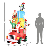 Aufblasbarer Weihnachtsmann-Geschenklieferwagen mit Elf Weihnachtsdekoration Geschenkartikel Weihnachtsdekorationszubehör