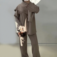 Ensemble 2 pièces Willson en coton pour femme musulmane : Abaya ample et pantalon, confortable et élégant pour l'automne