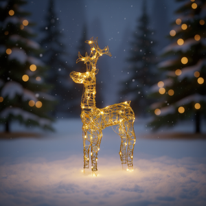 Decoración Navideña de Reno Acrílico Blanco Cálido, Elegante Adorno Festivo D0100HHDLP8 - Product Image 2