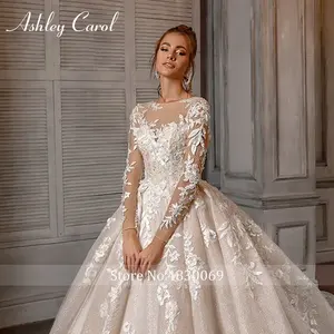 Ashley Carol princesa Vestido De Novia <span class=keywords><strong>2022</strong></span> manga larga romántico con cuentas 3D flores apliques A-Line <span class=keywords><strong>vestidos</strong></span> De Novia Vestido De Novia - Product Image 6