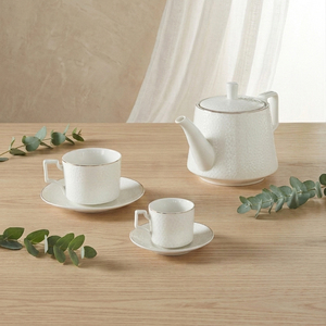 Ensemble de tasses à thé et à café en céramique de porcelaine moderne avec bord doré personnalisé, écologique, passe au lave-vaisselle, 250 ml, idéal pour un cadeau - Product Image 4