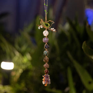 Acchiappasole in Cristallo Irregolare, Ciondolo a Forma di Uccello in Cristallo di Giada, Campanella a Vento in Pietra Grezza Colorata Irregolare - Product Image 4