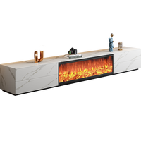 Chimenea Moderna de Lujo con Panel de Roca, Mueble para TV Integrado, Simulación de Llama, Fuego Falso, Núcleo de Chimenea Electrónica, Luz de Fuego