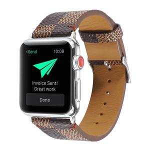 Correa de reloj de cuero genuino de diseñador de lujo con abalorios personalizados <span class=keywords><strong>para</strong></span> Apple iWatch <span class=keywords><strong>iPhone</strong></span> Series 6 7 - Product Image 1
