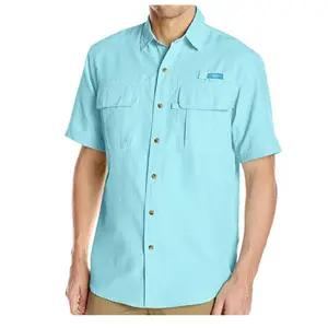Chemise Bahama pour hommes, de pêche à manches courtes, vente en gros, Anti-UV, pour le travail en plein air, uniforme