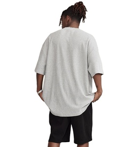T-shirt Homme de Luxe Personnalisé en Waffle Lourd de Haute Qualité, Col Montant, Coupe Oversize et Boxy, Vierge - Product Image 3