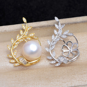 Base de Plata 925 para Joyería DIY, Accesorios JG5897, Base Vacía con Forma de Espiga de Trigo y Hoja de Camuflaje para Fabricación de Joyas - Product Image 3