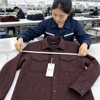 Chemise-veste surdimensionnée en tweed bordeaux pour femme, taille plus, manches longues, boutonnée, poches plaquées, du 14 au 28 (UK)