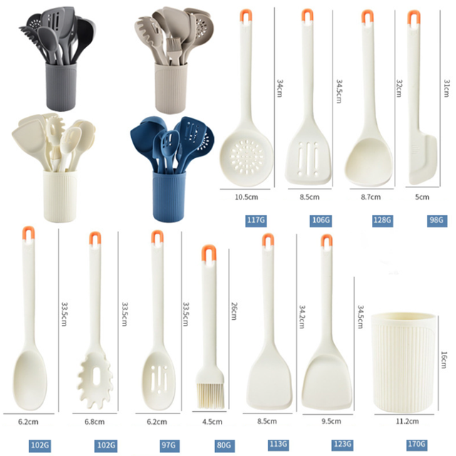 11-Piece Silicone Cooking Utensil Set Food Grade BPA Free Heat Resistant Non-Stick Anti-Slip Microwave Dishwasher Oven Safe