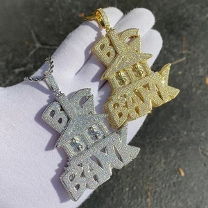 Collares con Colgante de Letra Inicial Personalizada, Estilo Hip Hop, con Nombre Personalizado, con Circonitas, para Hombre - Product Image 4