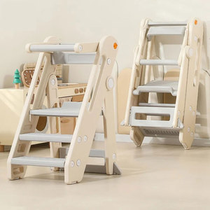 Taburete de Cocina Plegable de Plástico con Altura Ajustable para Niños Pequeños, Torre de Aprendizaje Montessori Plegable, Torre de Apoyo para Baño - Product Image 1