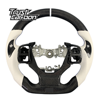 Volant personnalisé en fibre de carbone avec LED pour Lexus IS Series IS250 IS350 RC 2013-2025, avec poignée en cuir perforé blanc