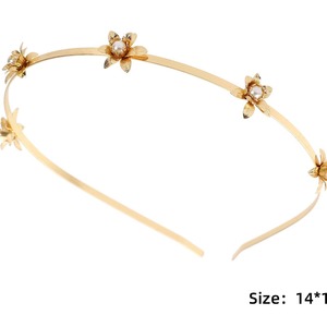 Diadema floral con incrustaciones de perlas de aleación de oro, tocado nupcial para mujer, verano 2023 - Product Image 5