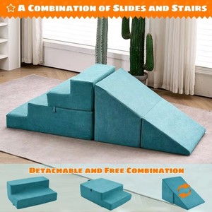 Ensemble de blocs d'escalade, toboggans et escaliers en peluche douce personnalisés en usine, 3 pièces, pour enfants, pour jouer en intérieur, salon - Product Image 4