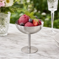 Bol à glace en acier inoxydable 304 argenté, coupe à dessert hémisphérique sur pied pour bars, cafés, traiteurs, mariages et événements