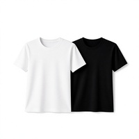Lot de 2 T-shirts basiques noirs et blancs à col rond et manches courtes, ensemble de t-shirts décontractés essentiels pour tous les jours pour hommes et femmes