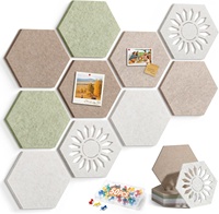 Lot de 10 tuiles hexagonales en feutre pour tableau d'affichage, épaisseur 9 mm, avec motifs uniques de tournesol évidés, pour décoration murale de maison et de bureau