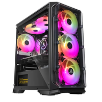 Boîtier pour ordinateur de jeu ATX tours, ordinateur de bureau de jeu avec porte latérale en verre trempé