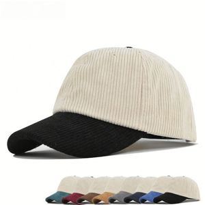 Casquette de baseball en velours côtelé pour l'automne et l'hiver, couleur unie, avec visière contrastée, pour hommes et femmes - Product Image 1