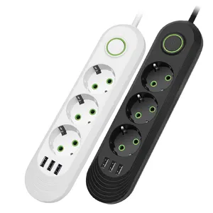 Çok fonksiyonlu USB yüksek güç kablolar ile 250V plug-in şerit, uygun ev ve ofis kullanımı için avrupa standart şerit