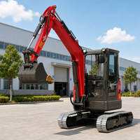 Mini-excavatrice JH35 avec cabine climatisée, moteur Kubota, 3,8 tonnes, chenilles en acier, lame de bulldozer, marteau, tuyauterie, CE Euro 5 EPA