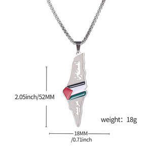 Collar de Acero Inoxidable con Elementos del Mapa de <span class=keywords><strong>Israel</strong></span> y Palestina, Accesorio de Moda para Parejas, para Hombre y Mujer - Product Image 6