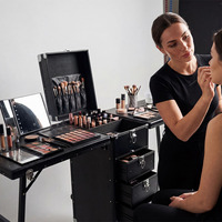 Trolley de Maquillage Pliable et Portable avec Station Ongles, Table de Manucure et Poste de Travail pour Salon de Beauté - Grande Capacité de Rangement
