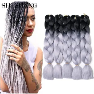 SHI SHENG 24 Inches Crochet Jumbo Braid Hair Extensions Pre Stretched Braiding Hair for Lady