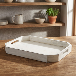 Plateau de service en bois fait à la main, avec poignées découpées - Product Image 4