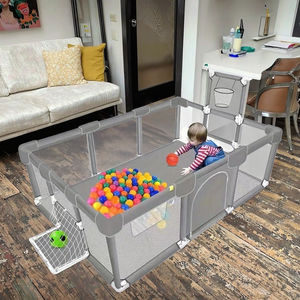 คอกผ้าสีเทาสำหรับเด็กเล่นพับได้ทรงสี่เหลี่ยมผืนผ้าขนาดใหญ่แบบทันสมัยสำหรับใช้ในบ้าน - Product Image 5