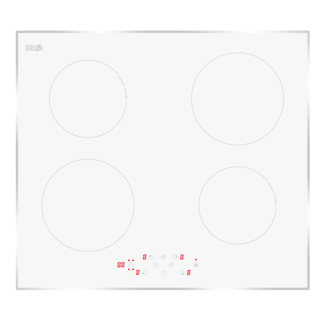 White EuroKera Glass Cooktop with 4 Burner 220V Induction Cooktop Built-in Hobs