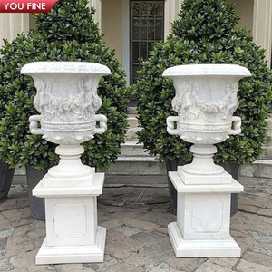 Jardinières en marbre blanc YOUFINE pour les parcs publics et les jardins botaniques en extérieur - Product Image 1