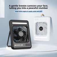 Ventilateur de bureau numérique silencieux à affichage LED, 7 pouces, ultra-fin, portable, mural, rechargeable par USB, moteur sans balais, 5 pales - Meilleure vente