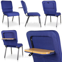 Chaise d'église, d'auditorium ou de théâtre sud-coréenne professionnelle, rembourrée, empilable, en tissu moderne, d'occasion