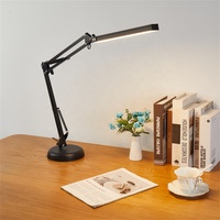 Lampe de bureau LED moderne et flexible à prix abordable, 3 températures de couleur, 10 niveaux de luminosité réglables, bras pliable pour usage au bureau/à l'ordinateur