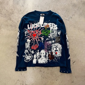 Clothing Manufacturers Custom <b>Waffle</b> Oversized Long Sleeve T <b>Shirt</b> Graffiti Pattern High Quality <b>Waffle</b> Knit Long Sleeve - Product Image 4