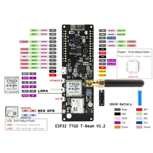 Lilygo ttgo t-chùm V1.2 ESP32 Lora 433/868/915/923MHz <span class=keywords><strong>GPS</strong></span> NEO-M8N <span class=keywords><strong>wifi</strong></span> không dây bluetooth <span class=keywords><strong>module</strong></span> với 18650 pin chủ - Product Image 5