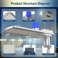 Lampadaire LED industriel extérieur étanche IP66 en alliage d'aluminium 30W-120W avec détecteur de mouvement certifié DLC ETL