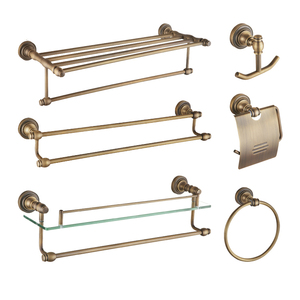Set da Bagno di Lusso in <span class=keywords><strong>Ottone</strong></span> Dorato con Accessori in Ceramica, 6 Pezzi, <span class=keywords><strong>Porta</strong></span> <span class=keywords><strong>Asciugamani</strong></span> e Portarotolo Dorati per Hotel - Product Image 6
