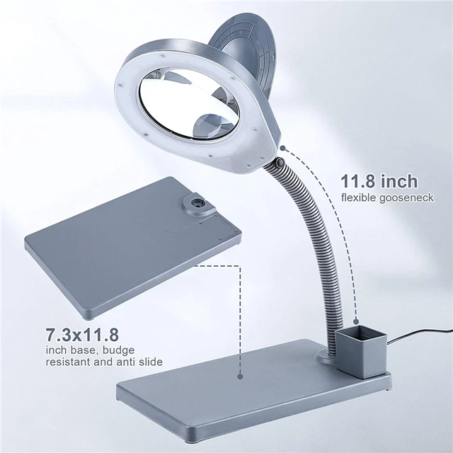 10X Magnifying Lamp LED Illuminating Magnifying Glass with Lights Hands Free  for Reading Jewelry Soldering Electronic Assembly