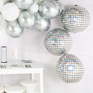 22 Inch 4D <strong>Disco</strong> Silver Laser Round Foil Balloons Gradient Globos for Event Party Bar Wedding Decoration 4D Balloon - Product Image 2