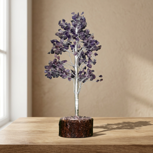 Árbol de Piedras Preciosas de Amatista Natural Hecho a Mano con 500 Virutas, Artesanía de Piedras Semipreciosas para Sanación Metafísica en el Hogar u Oficina - Product Image 1