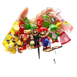Super Mary Cartoon Cute Mario Keychain Bubble Dragon Mario Key Chain Doll Soft Rubber Accessories