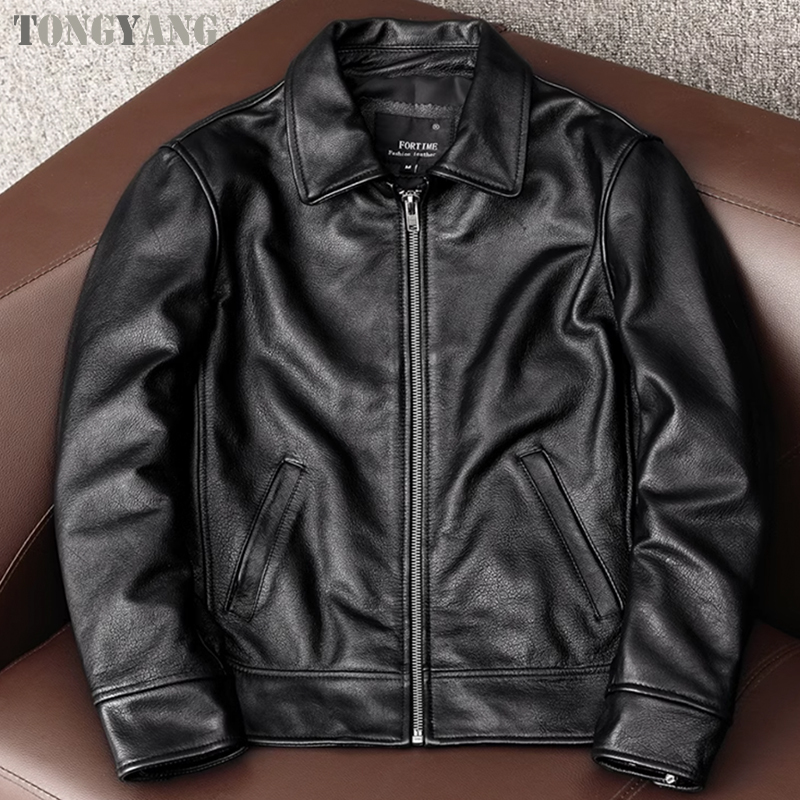 Power Punch TONGYANG New Genuine Leather Jacket Men Cowhide Sheepskin Coat Autumn